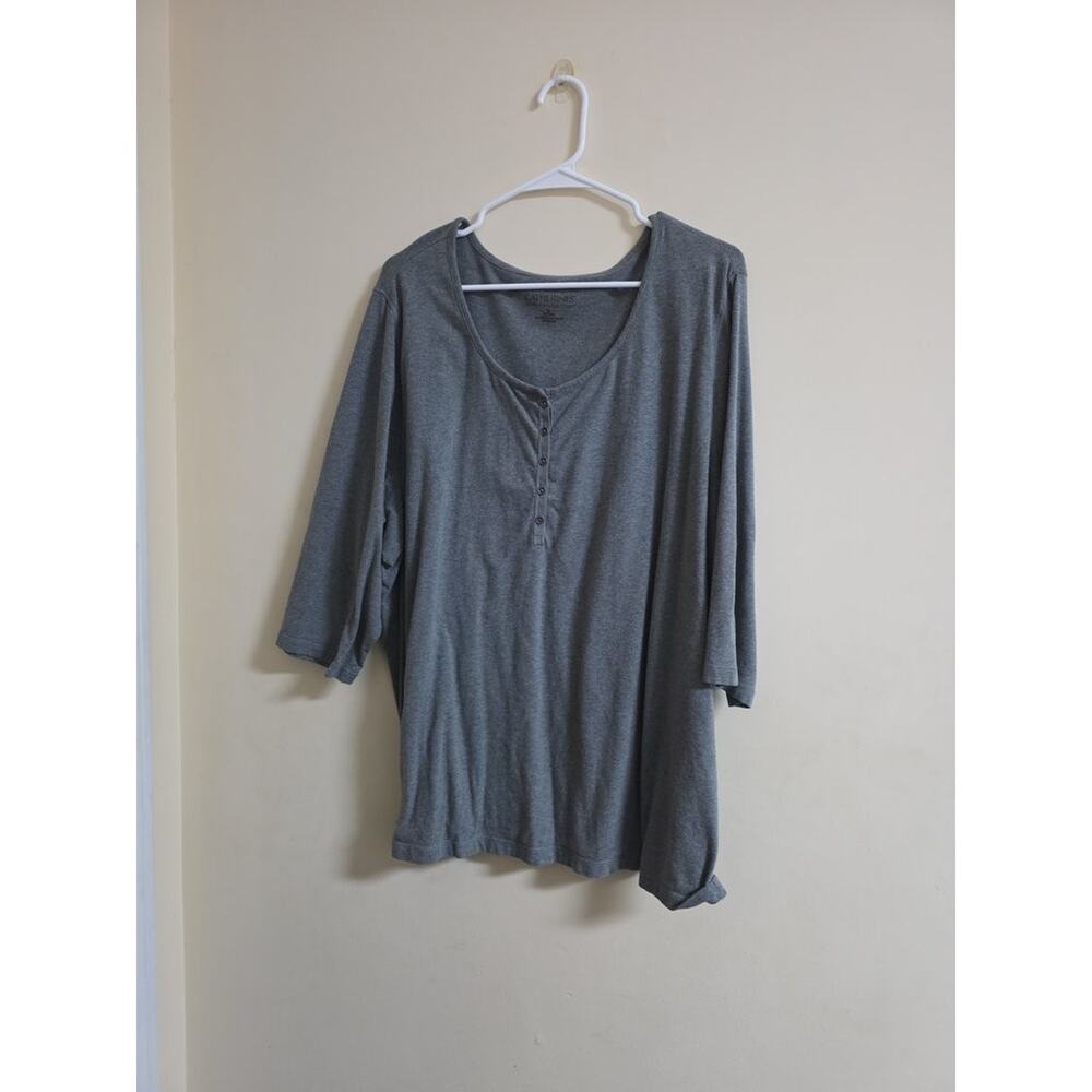 Catherines Women's Plus Size Gray Henley Top